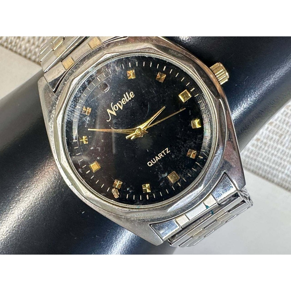 Novelle Quartz Two Tone Watch Black‎ Dial Stainless Steel Caseback 039/1 (9)